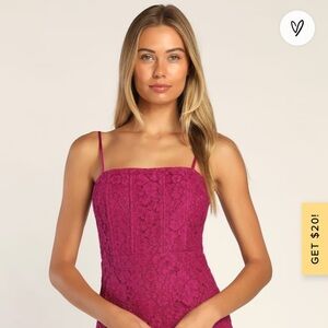 Elegant Magenta Lace Mini Dress